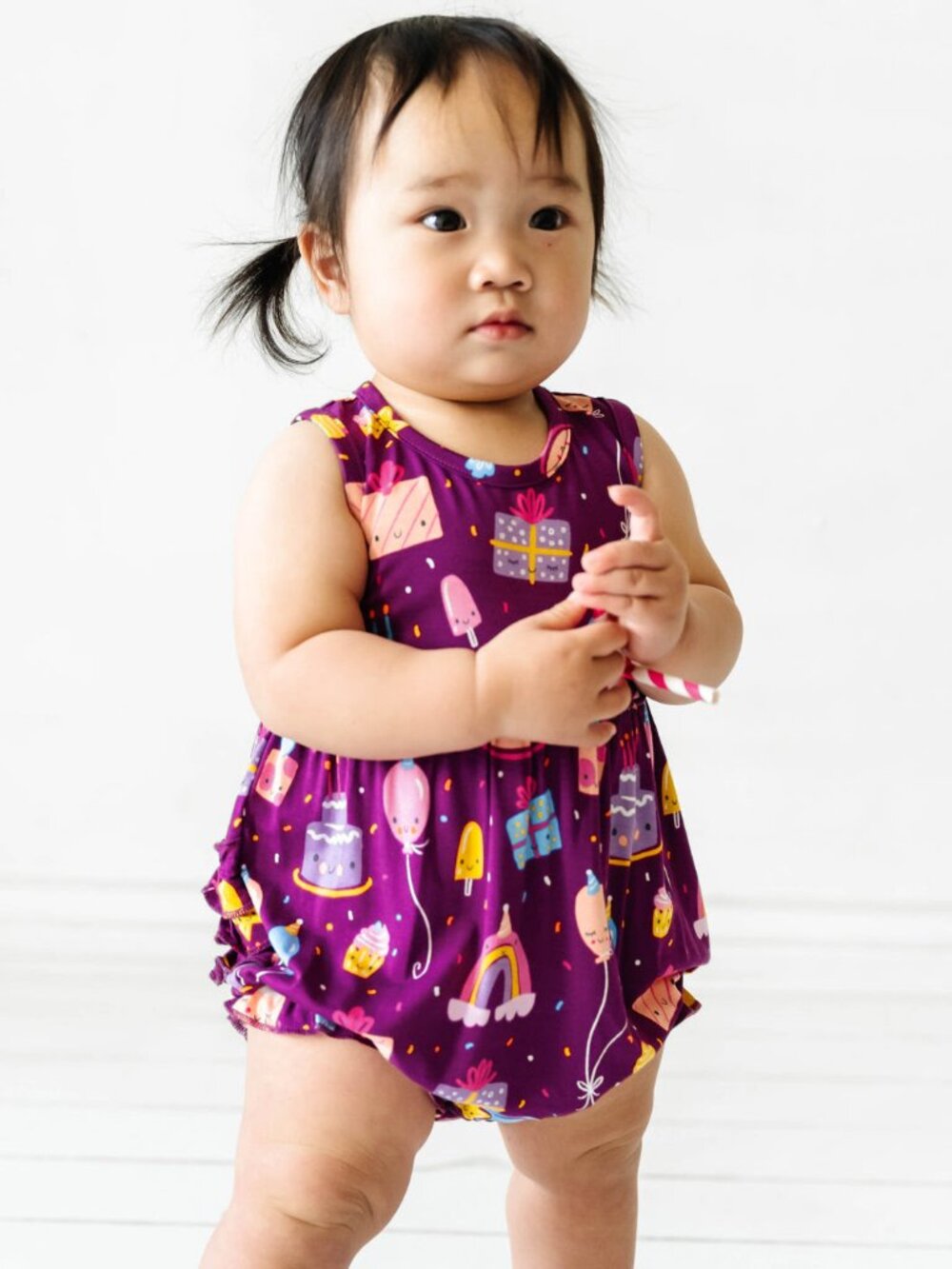 NWT Little Sleepies Purple Birthday Wishes Sleeveless Bubble Romper Size: 18-24M